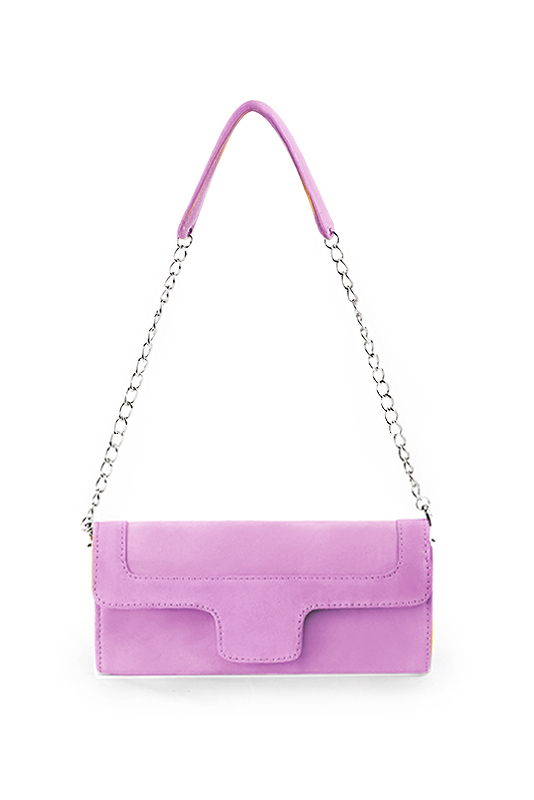 Dress clutch for wedding and parties in mauve purple leather - Top view